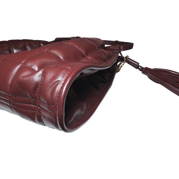 GUCCI Deco Medium Bordeaux Burgundy Quilted Leather Hobo Tote Chain Shoulder Bag - Picture 5 of 12